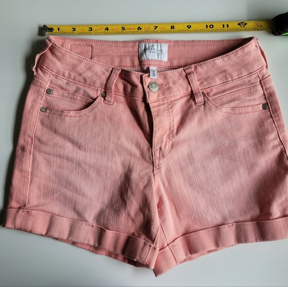 Celebrity Pink Cuffed Jean Shorts in Soft Pink